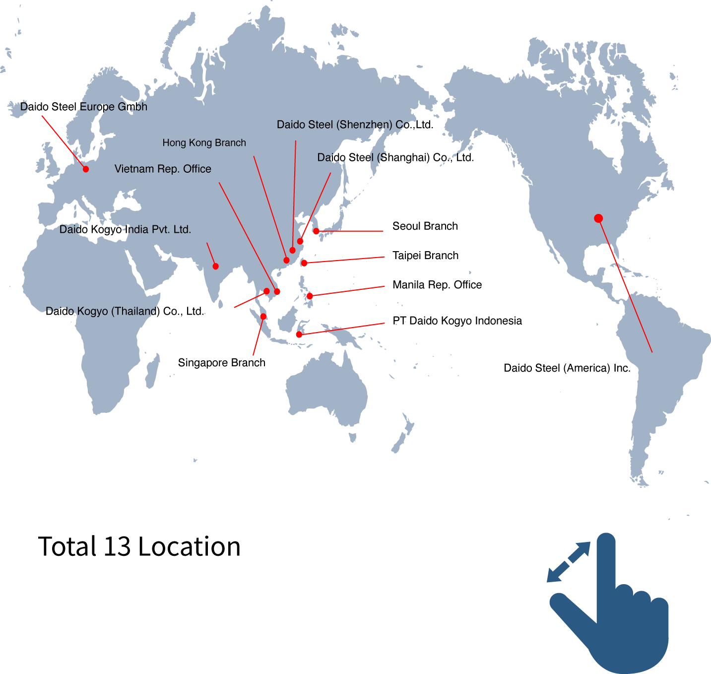 Overseas Office (Subsidary, Branch & Representive) map